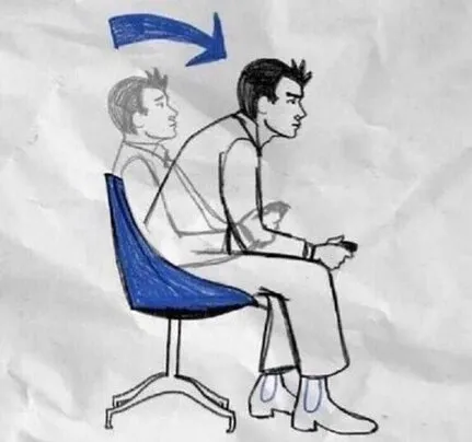 Desenho de um homem sentado em uma cadeira.