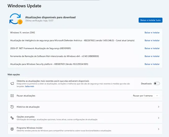 tela de windows update 11